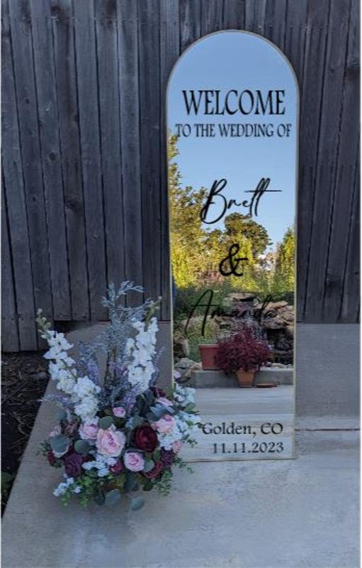 Gold Mirror Welcome Sign - PSR Events