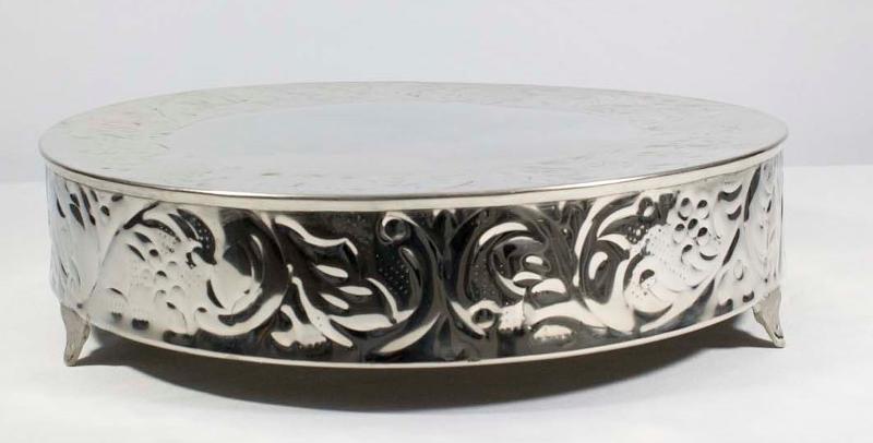 
    Silver Metal Cake Plate (Rental)